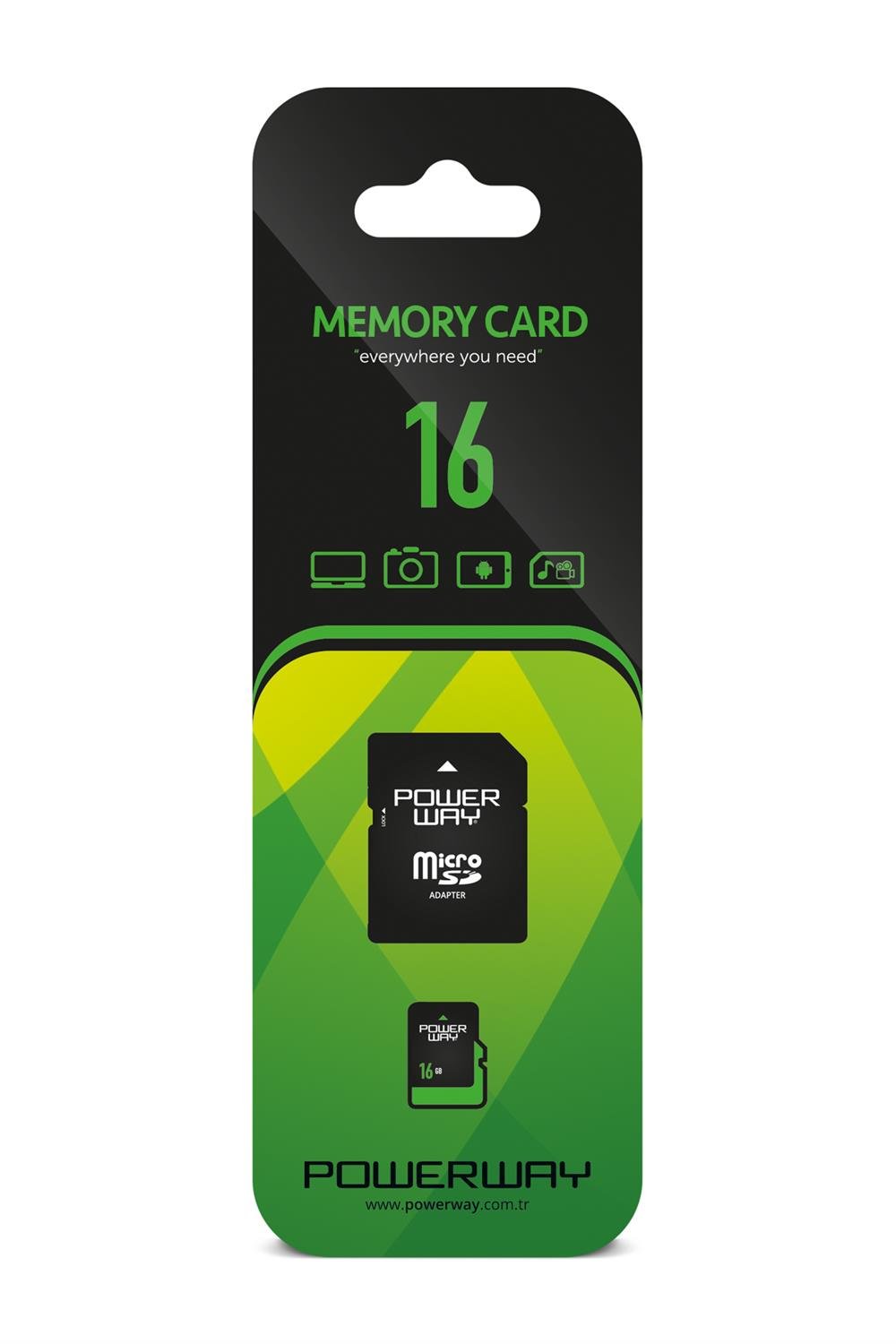 Powerway 16 GB Micro SD Hafıza Kartı Class 10 Adaptör Dahil